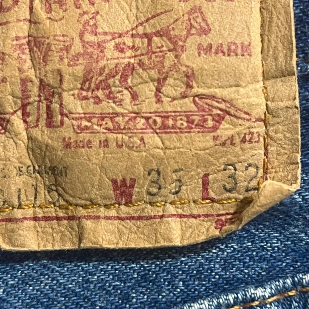 VTG 1992 Levi's Button Fly Denim Jeans Size 35x32 (34x29 Actual) USA 501-0115‎